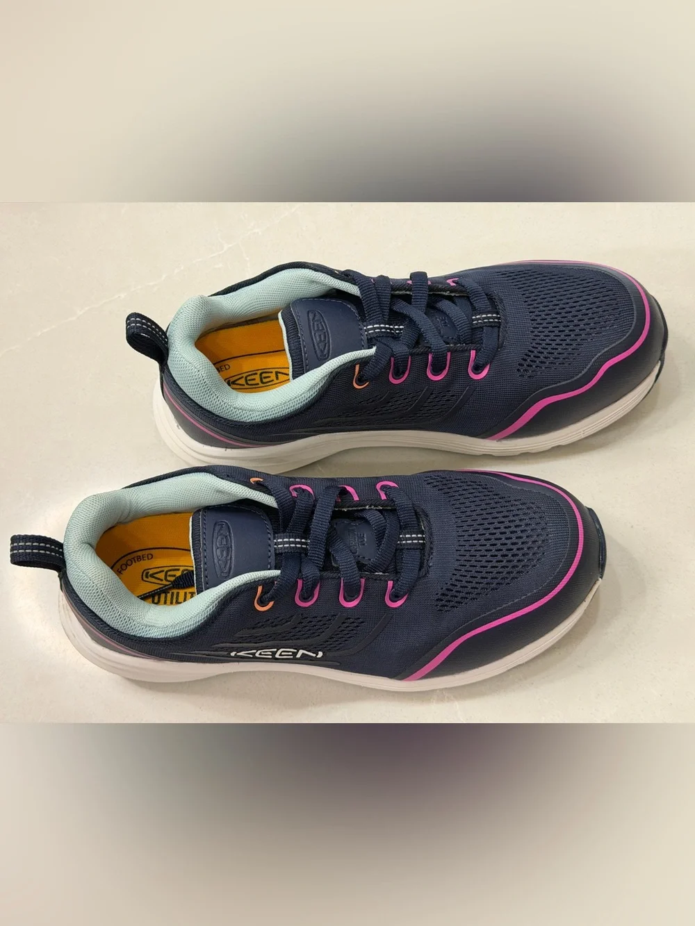KEEN Utility Minneapolis Women's Carbon Safety Toe Work Sneaker Navy Pink, 9